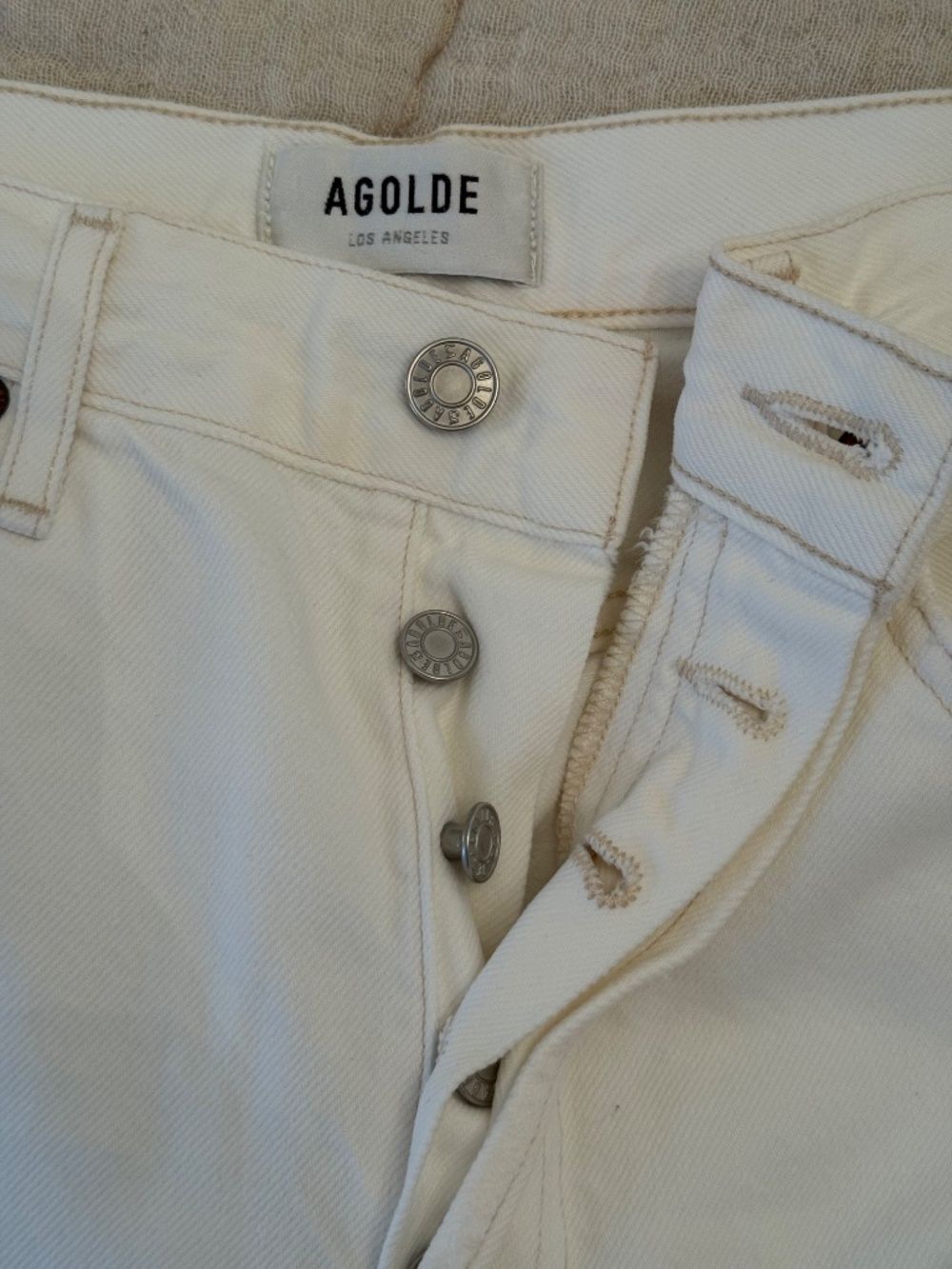 AGOLDE Riley High Rise Straight Crop Jeans Veil White Distressed - Picture 5 of 7